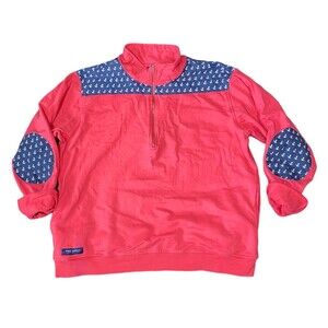 Simply Southern Women's Quarter Zip Pullover Nautical Anchors Red White Blue